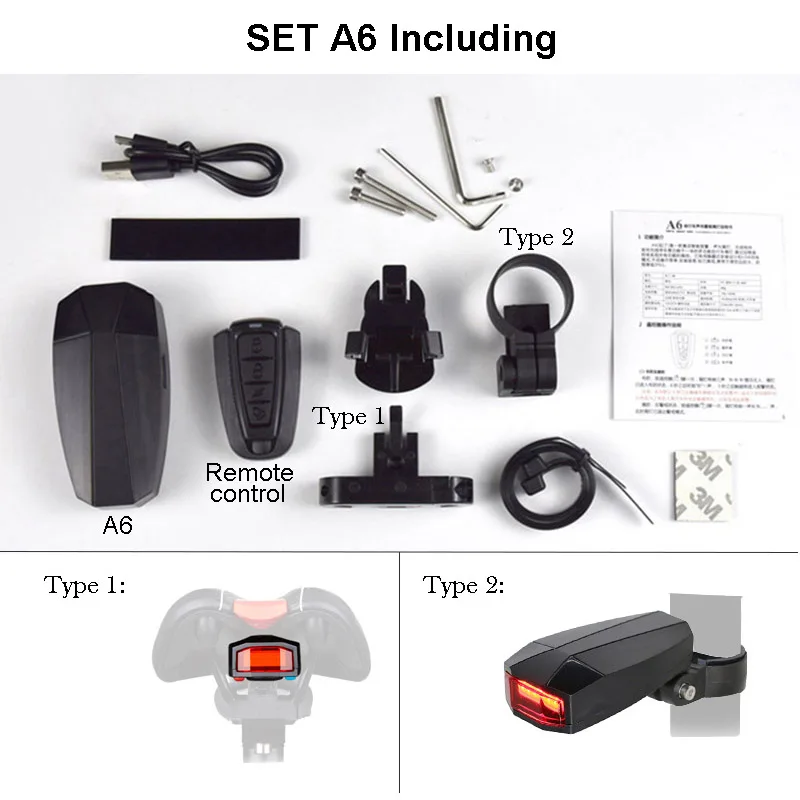 Perfect Wireless Electric Cycling Bell light Bicycle Alarm Light Cycling Taillight horn LED Anti-theft Remote bike Accessories 24