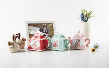 

creative Royal flower teapot candy bag DIY new marriage charm Shower Favor Candy Boxes Wedding Party Gift hold bag decor