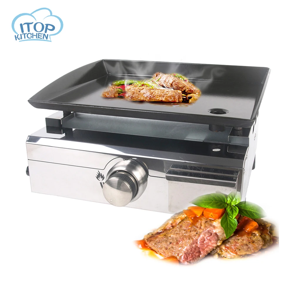 ITOP Single Burner Plancha LPG Gas Griddle Outdoor BBQ Grill 42 x 34cm