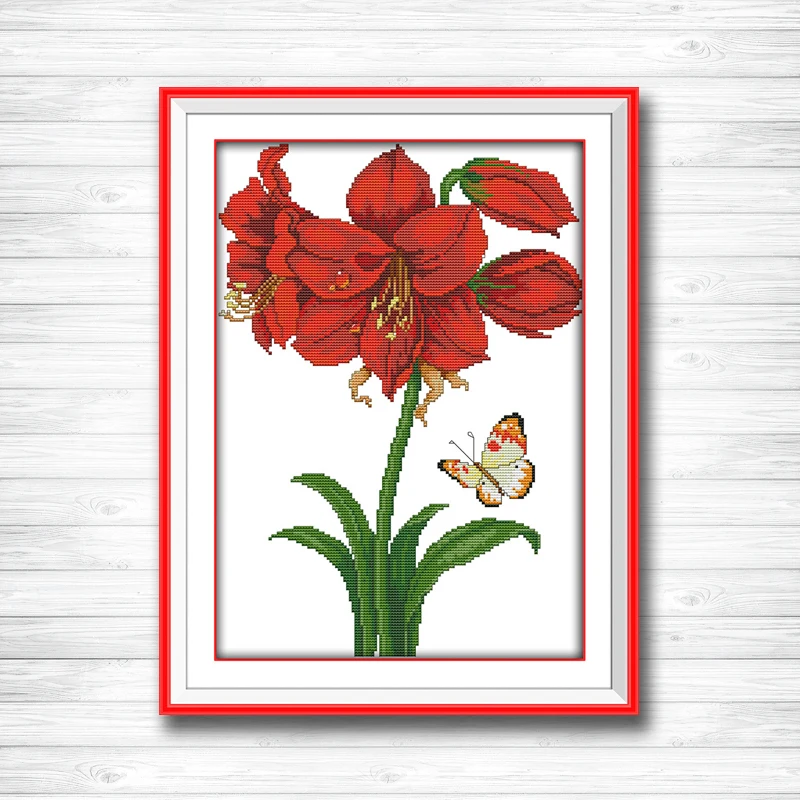 

Butterflies over Flowers red painting dmc 14CT 11CT counted cross stitch Needlework Set Embroidery kits chinese cross stitch