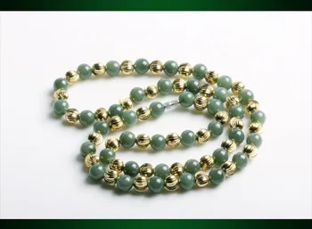 

Genuine Natural Hetian jade bead necklace bead necklace lanyards containing alloys Certificates