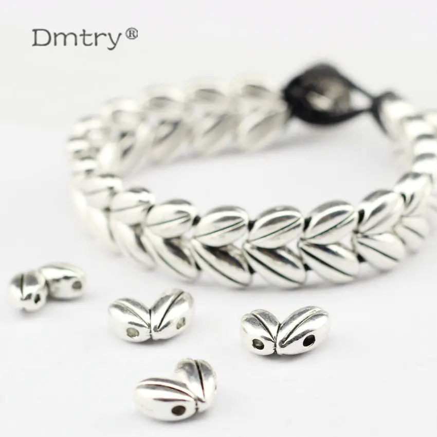 

Dmtry 10pcs/lot Wholesale Brand Ancient Silver Spacer Beads Wheat Ears 1.5mm Leather Cord Bracelet DIY Jewelry Making LC0070