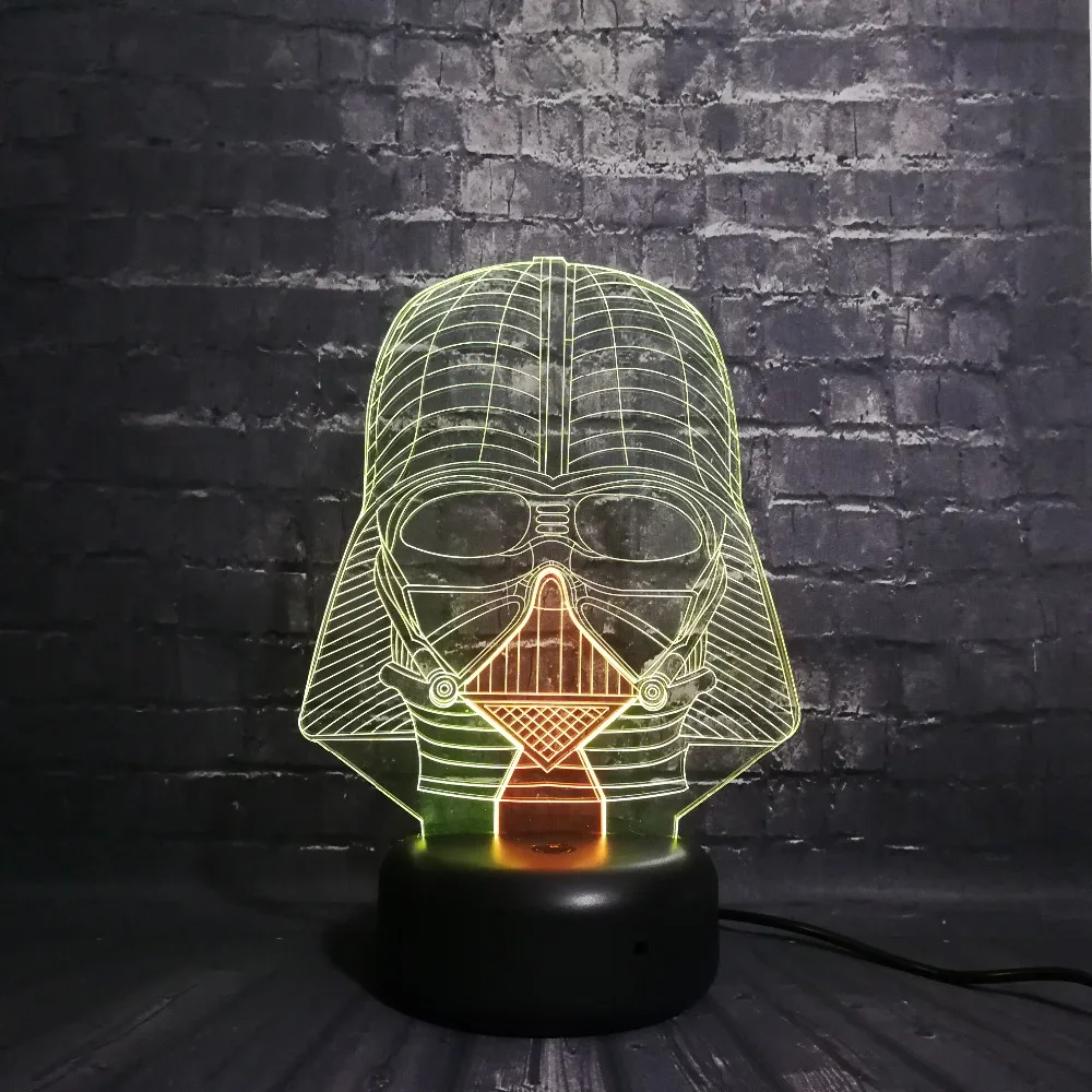 Новый творческий мультфильм Звездные войны фигура Дарта Вейдера смешанные Цвет 3D лампа светодио дный USB ночник 7 цветов градиент подарок