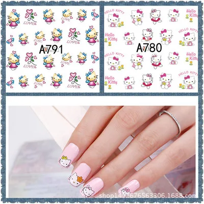 

Newest 5sheet kitty Cat Children Nail Water Stickers Designs Nail Art Stickers Decals Makeup DIY Water Tattoos Manicure A769-792