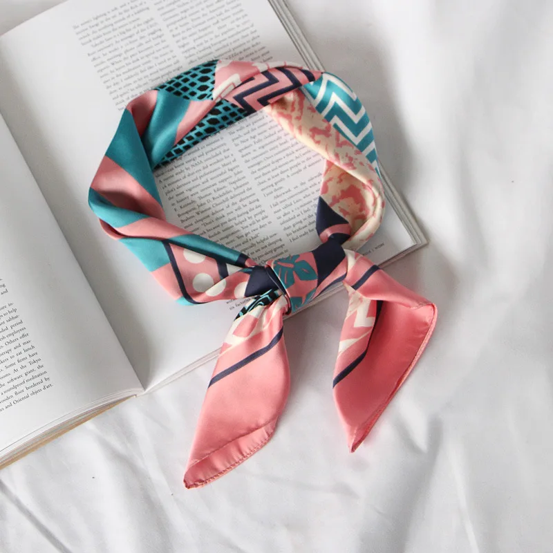 

21 Patterns Small Square Scarf for Women Head Bandage Silk-like Ladies Festival Handkerchief 70*70cm Foulard Scarves