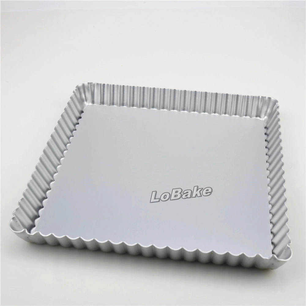 21*21*2.4cm removable bottom aluminium anodising square chrysanthemum pie pan pizza stone pancake cheese cake mold DIY bakeware