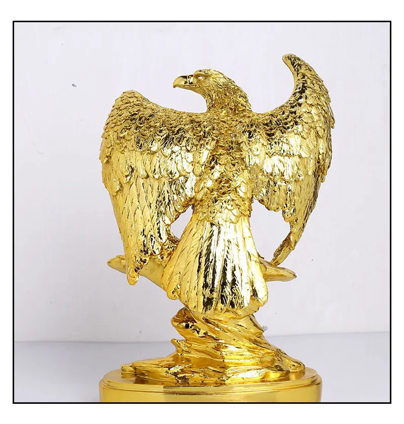 Gold Color Eagle Ornaments Spread Wings Eagle Trophy Figurines Crafts Home Office Decoration Resin Animal Miniature Model Gifts