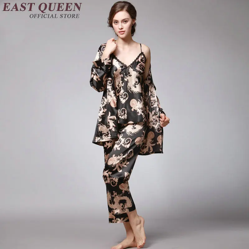 Accueil Vetements Robe Robe Ensemble Soie Pyjamas Femmes Pyjamas Pour Femmes Satin Robe Pyjama Ensemble Satin Vetements De Nuit Femme Kk1352 H Aliexpress