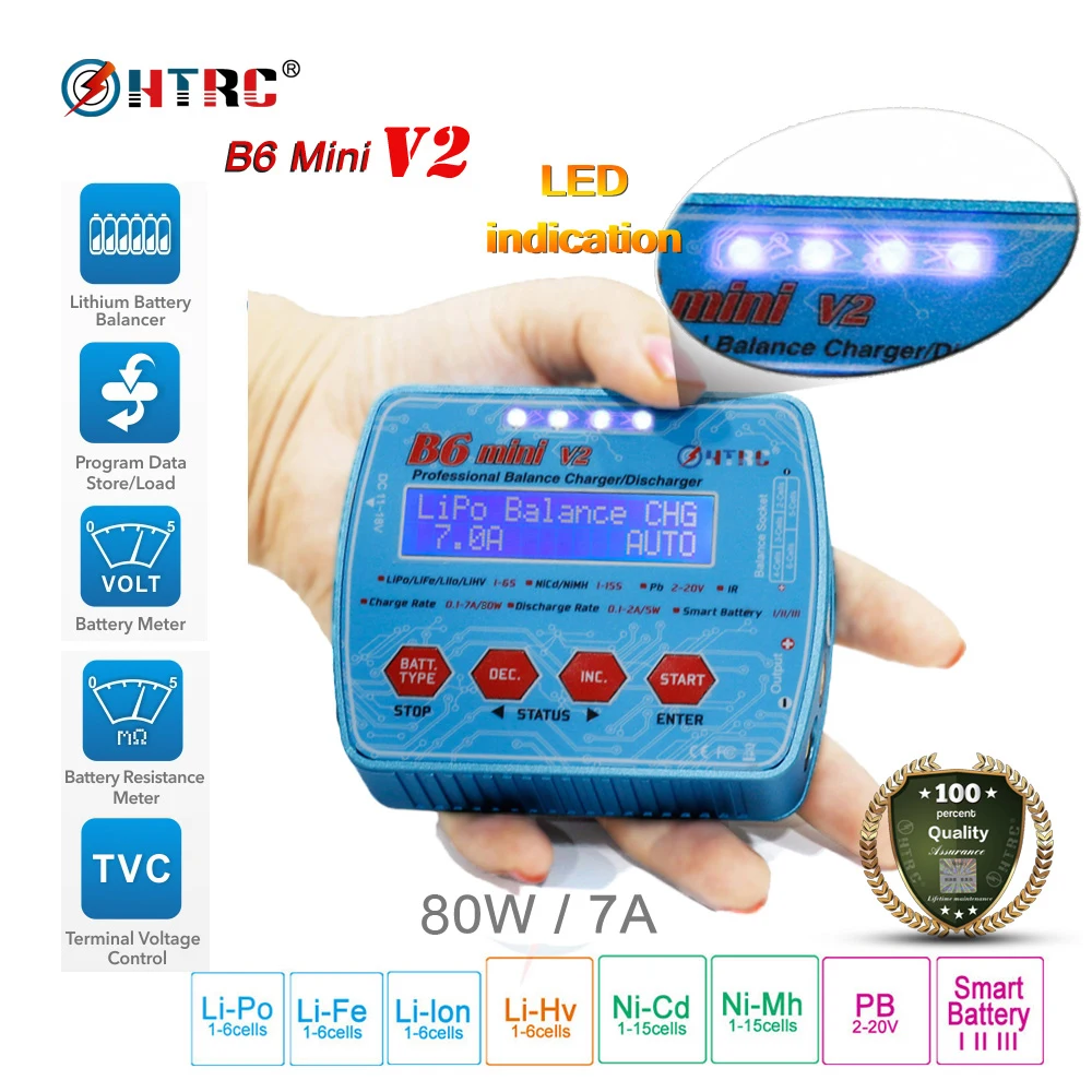iMAX B6 Mini V2 80W 7A Professional Digital RC Model Balance Charger Discharger for Lipo Lihv LiIon LiFe NiCd NiMH Battery HTRC iMAX B6 Mini V2 80W 7A Professional Digital RC Model Balance Charger Discharger for Lipo Lihv LiIon LiFe NiCd NiMH Battery HTRC
