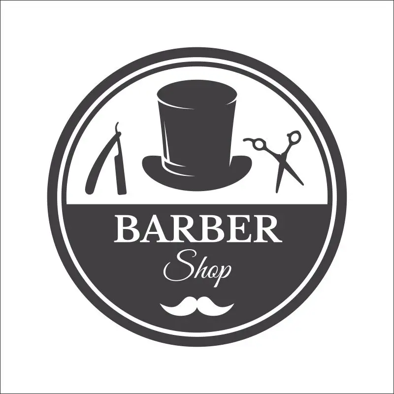 DCTAL hombre Barber Shop pegatina ESTD Chop Bread Decal Haircut pelo Clipper afeitar vinilo Wall Art decalques decoracion 5555