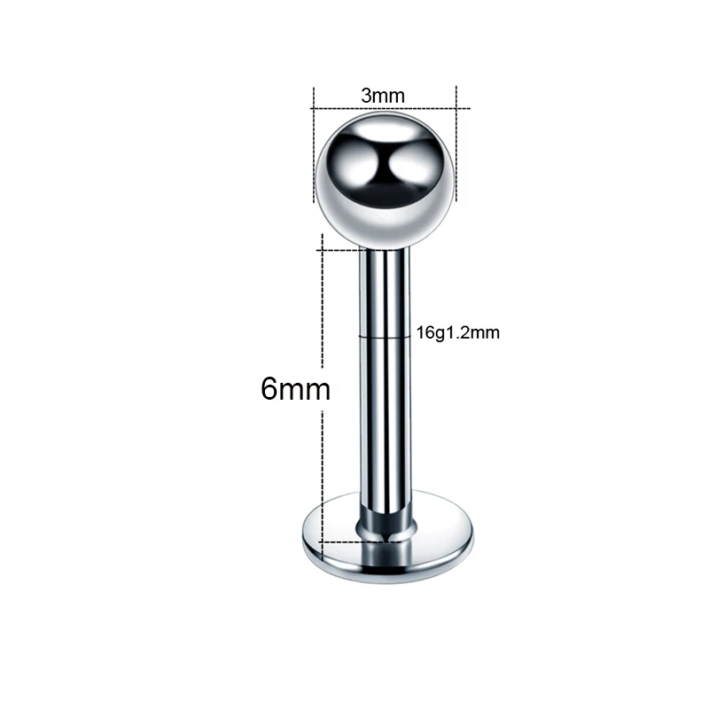 1.2x6x3mm 1 шт. G23 Титан latret Монро кольца для губ серьги 16G 1,2x6/8/10/12 мм Серебряный пирсинг ювелирные изделия - Окраска металла: 1.2x6x3mm