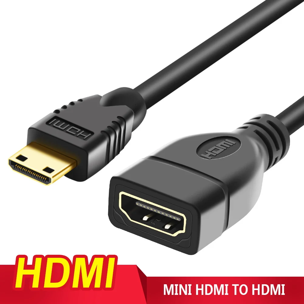 

1.4 Version 1080p Gold Plated Mini HDMI Male to HDMI Female Converter Adapter Cable Convertor for HD Flat Camera PC