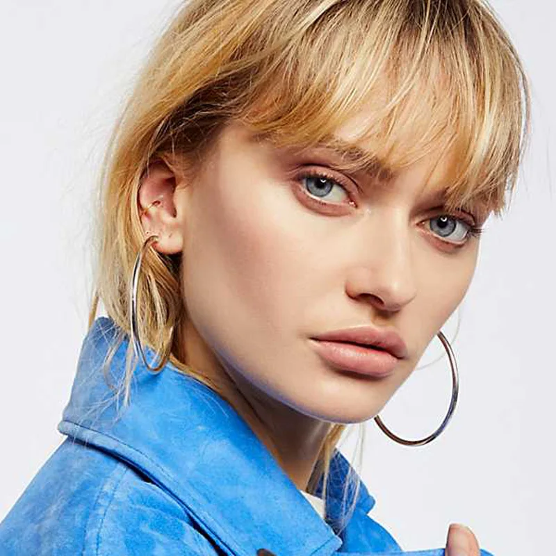 

Simple Metal Big Large Circle Round Hoop Earring for Women Gold Silver Color Statement Earring Punk ZA Jewelry Brincos Wholesale