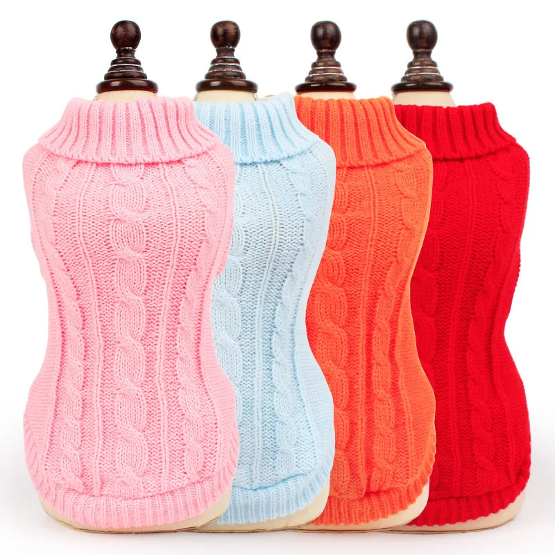 

Turtleneck Classic Straw-Rope Pet Dog Cat Sweater Apparel Puppy Small Dog Knit Clothes for Kitten Doggy in Winter Cold Weather