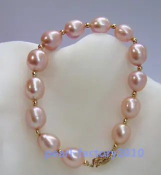 

NATURAL 12X10MM SOUTH SEA GENUINE pink PEARL BRACELET 14K GOLD CLASP 42%