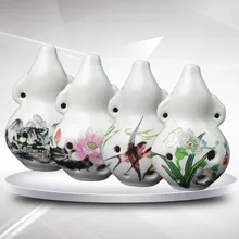 Тыква Окарины шесть отверстий Landcape узором Музыкальные инструменты дуя флейта Alto C-Тоны ремесла подарки украшения