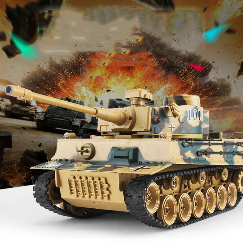 1:18 Remote Control Tank Simulation German Tiger Military Model Can Launch Cannonball Parent-Child Battle Tank Boy Toy Gift