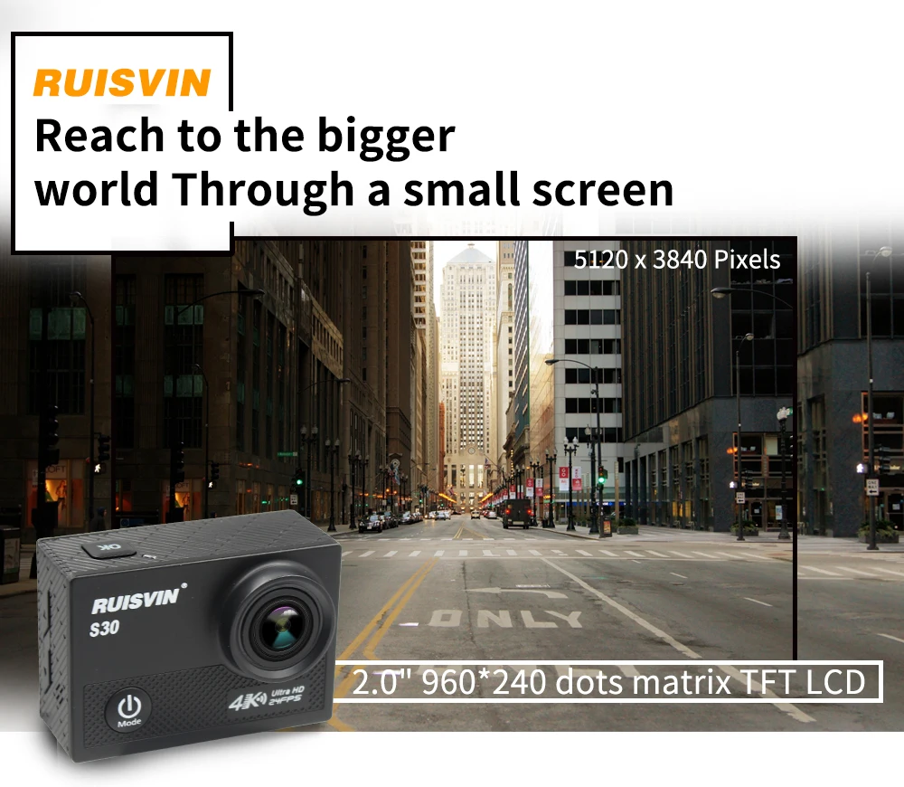 RUISVIN S30 Wi-Fi 4 K 24fps Novatek 96660 2," ЖК-дисплей экшн Камера возможностью погружения на глубину до 30 м для дайвинга Водонепроницаемый Pro Камера со сверхвысоким разрешением Ultra HD Спортивная камера