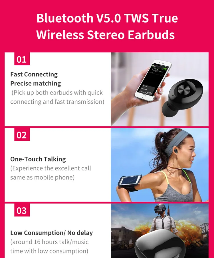 Best TWS Bluetooth 5.0 Earphone Stereo Wireless Earbus HIFI Sound Sport Earphones Handsfree Gaming Headset with Mic for Phone