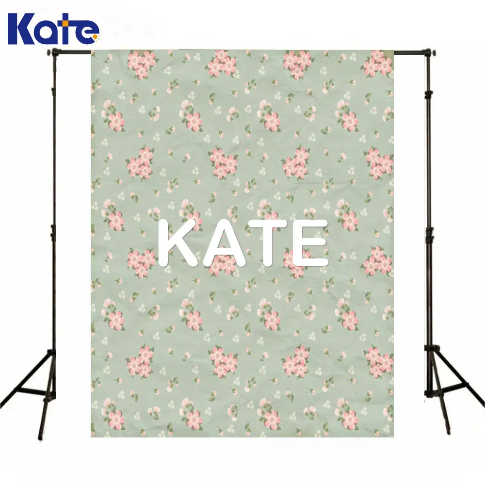 

Photography Backdrops Green Solid Wall Children Photo Background Pink Flower Digitally Printed Backdrop