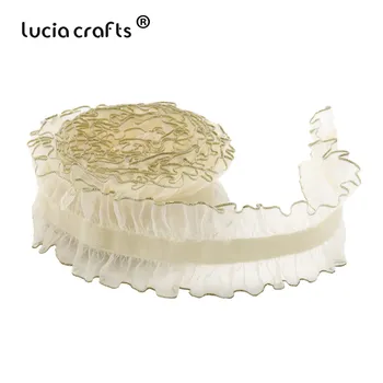 

2Yards 25mm Satin Organza Ruffle Lace Fabric Stretch Elastic Ribbons DIY Wedding Decoration Sewing Garment Accessories P0404