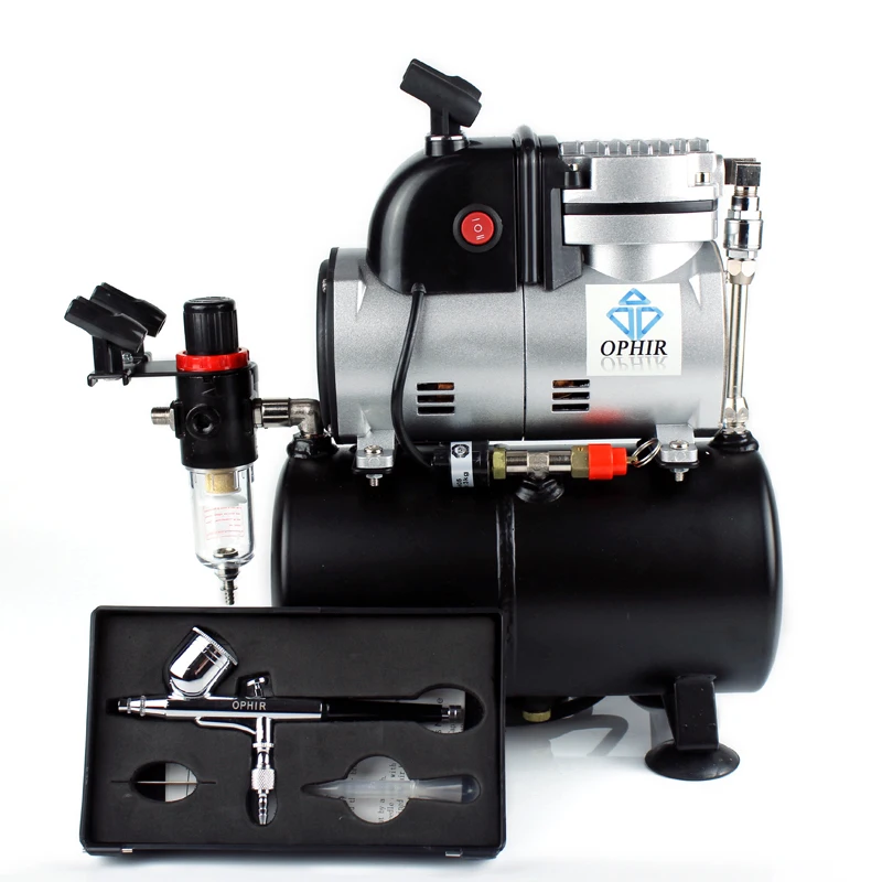 OPHIR 0.3mm Dual Action Airbrush Kit with Single Cylinder Piston