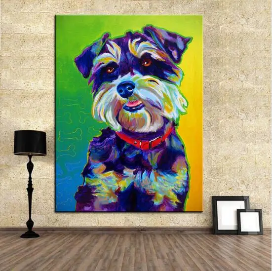 

Print Oil Painting schnauzer charly Wall painting Home Decorative Wall Art Picture For Living Room paintng No Frame