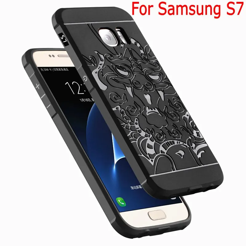 

Luxury business Blade series Pure and Chinese dragon Shield soft case cover for Samsung GALAXY S7 G9300 with screen film