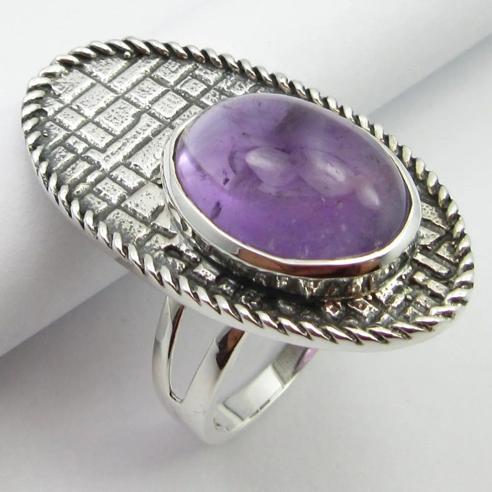 

Cab Amethysts Ring Size 9 Women Wholesale Jewelry Silver Unique Designed
