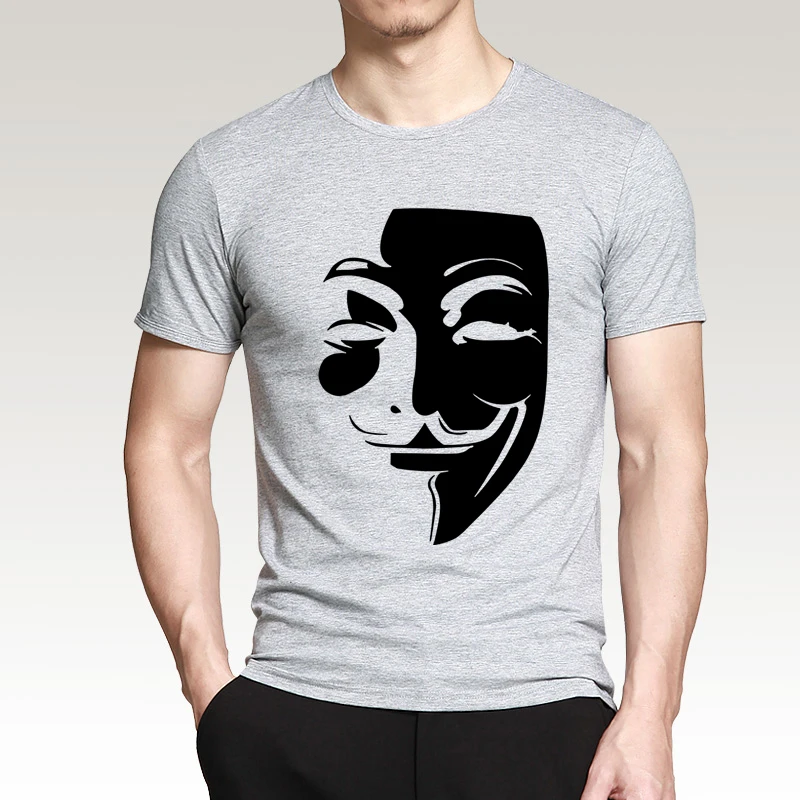 V for Vendetta летняя новая стильная мужская футболка из хлопка высокого качества с круглым вырезом и коротким рукавом Повседневная модная футболка - Цвет: gray1