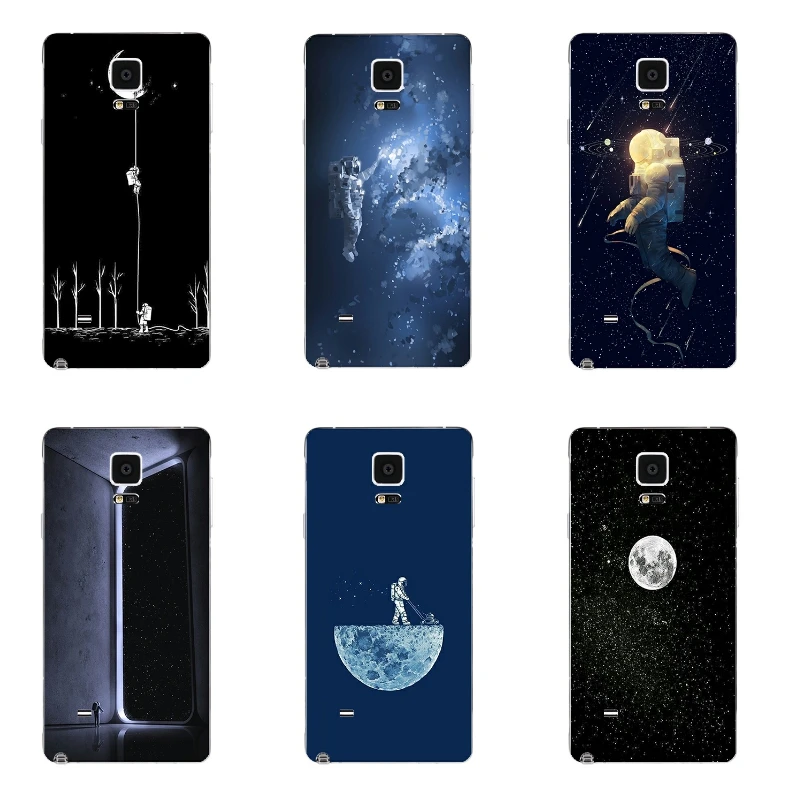 

For Samsung Galaxy Note 4 Phone Case Note 4 IV Transparent Shell Ultra Thin Cover Silicon Space Pattern N910 Capa Gel