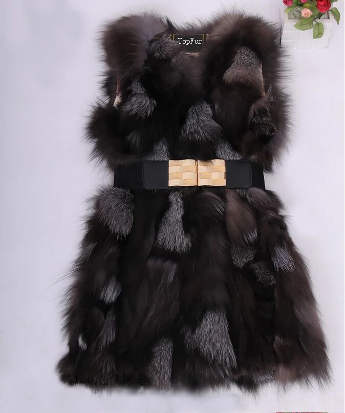 Новое поступление натуральный Лисий мех жилет натуральный Лисий женский зимний жилет модный бренд TonFur KFP577