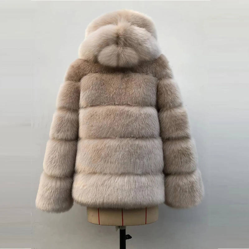 Winter Thick Warm Faux Fur Coat Women Plus Size Hooded Long Sleeve Faux Fur Jacket Luxury Winter Fur Outwear PC313