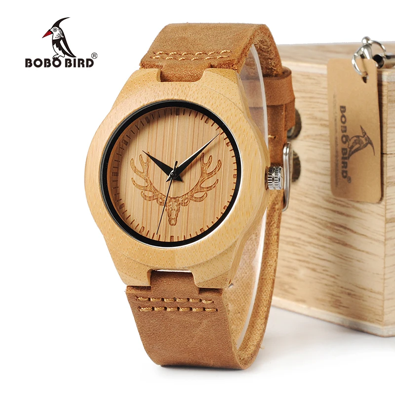 BOBO BIRD WM08 мужские бамбуковые деревянные часы с дизайном головы оленя роскошные