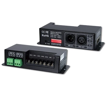 

New Led DMX Decoder 3CH CC RGB Strip DMX Decoder;DC12-48V in 350mA*3CH output DC12-46V Output 3 Channel DMX-PWM Decoder