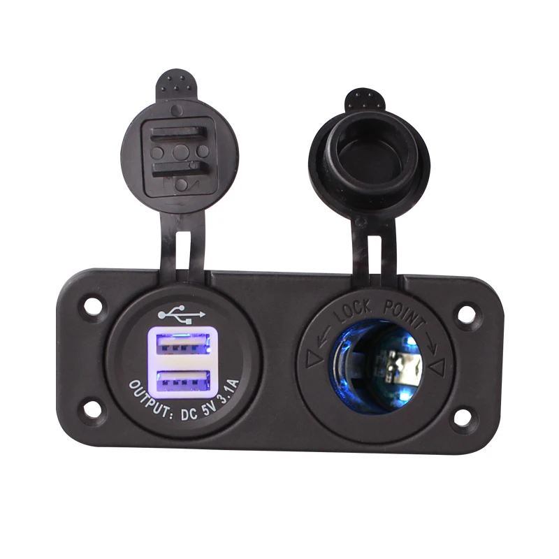 

1 Set Blue Led Dual 12V Car Cigarette Lighter Socket Splitter 12V USB 3.1A Power Adapter Charger Digital Voltmeter