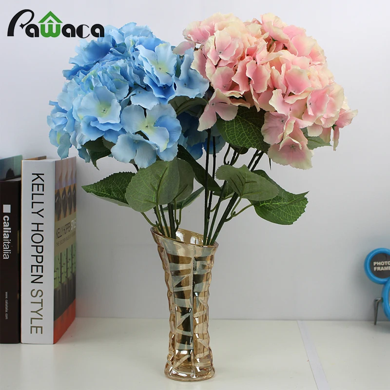 

Silk Artificial Flowers 5 Heads Floral Hydrangea Bridal Bouquet Home Wedding Party Decoration Flowers Flores artificiales