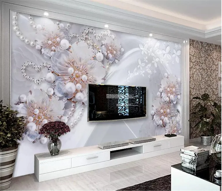 Custom wallpaper 3d photo mural papel de parede high-end fine jewelry flowers living room background wall paper mural