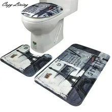 Ванная комната ковролин Винтаж узор 3 шт./компл. Ванная комната на нескользящей подошве в стиле голубого океана, Стиль пьедестал коврик+ крышка унитаз+ коврик для ванной 40D24