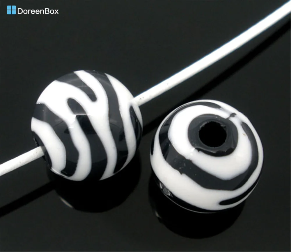 Doreen Box hot 50 шт. полосатые Акриловые круглые бусины 11 мм (B06021)|round beads|beads roundacrylic spacer