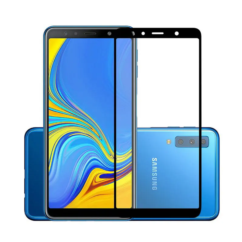

For Samsung Galaxy A7 2018/A750 Film Full Cover Coverage Tempered Glass Screen Protector 2.5D Phone Protection Film Guard