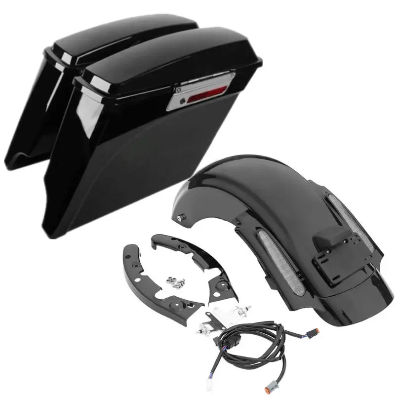 

Motorcycle 5" Stretched Extended Saddlebags Rear Fender For Harley Touring Road King Electra Street FLHR FLHTC 09-13 12