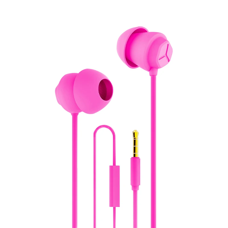 Мягкий силиконовый наушник для сна гарнитура Легкие наушники 3,5 мм микрофон шумоподавление наушники для Redmi7+ чехол - Цвет: Pink