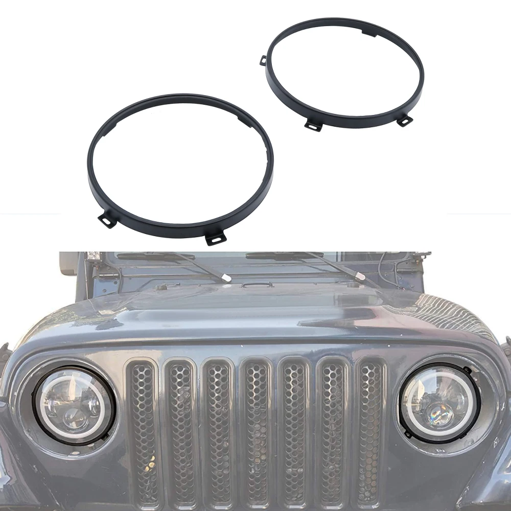 " круглый черный ободок фары пара для Jeep Wrangler JK 2007- 7 дюймов Рамка адаптер модуль Набор кронштейн держатель