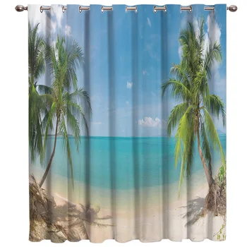 

Bernamburgo Beach Window Treatments Curtains Valance Room Curtains Large Window Bathroom Kitchen Fabric Indoor Decor Kids