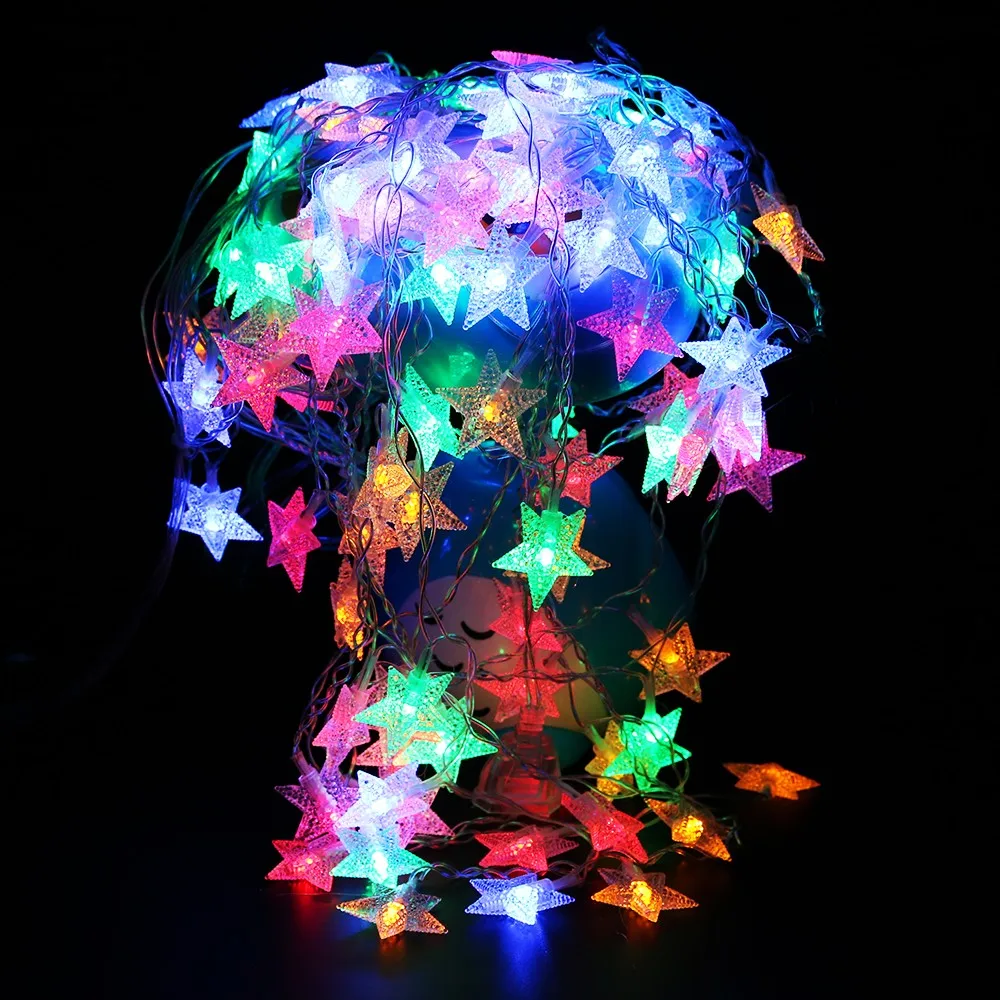 Светодиодная гирлянда, маленькое украшение в виде рождественской звезды 3,5 м, AC 220 В, светодиодная сосульки, новогоднее использование в помещении, световая гирлянда, светодиодная лампа UW