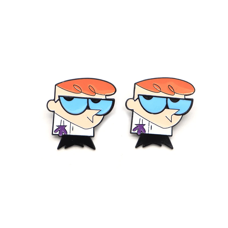 Мультфильм аниме мальчик Броши Dexter's Laboratory эмалированная булавка для мальчиков девочек нагрудная булавка шляпа/булавки "Сумка" джинсовая куртка Женская Брошь SC4557