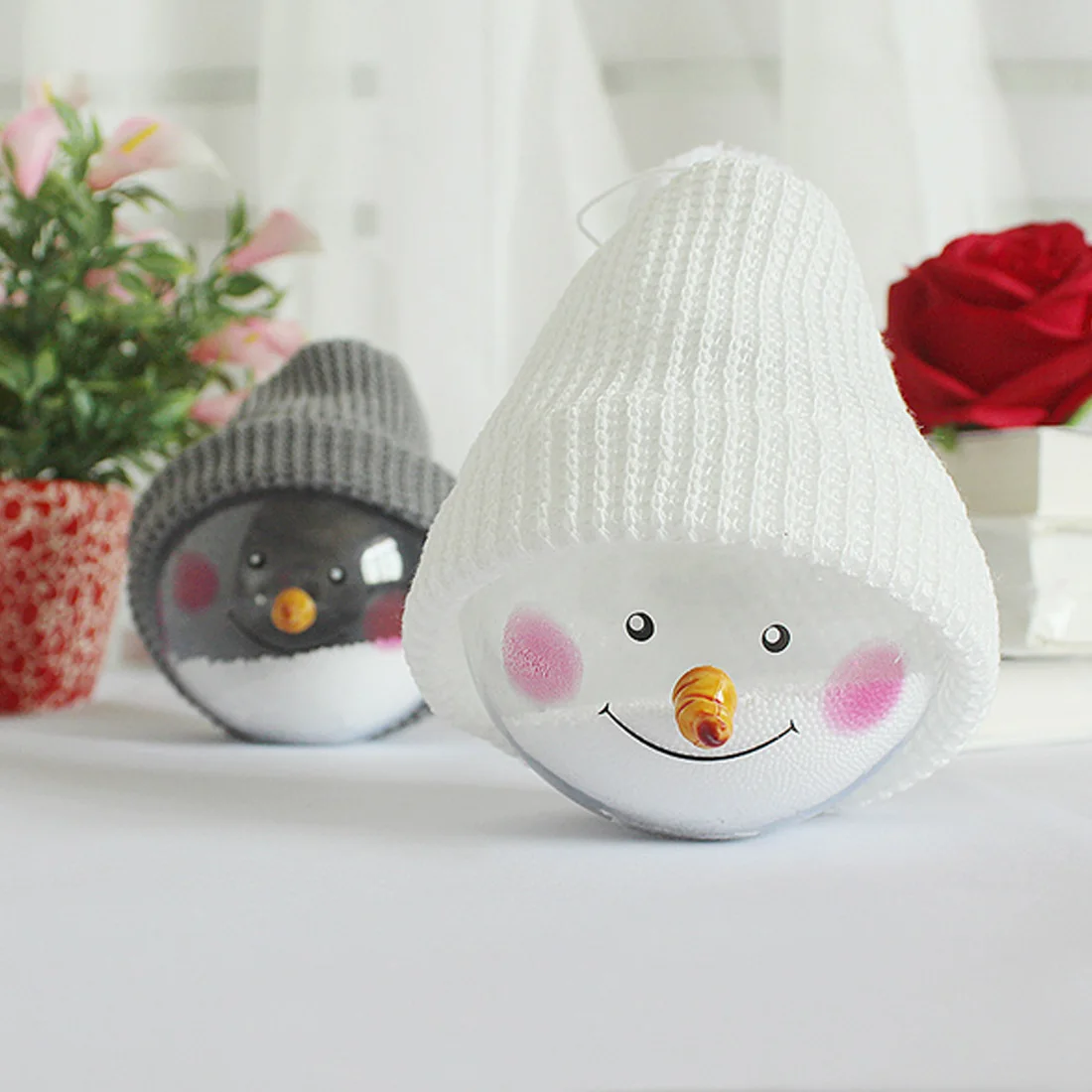 Bola de cristal bola de Navidad colgante adorno árbol de Navidad sonriente muñeco de nieve con sombrero decoración de jardín 15*8 cm Decoración Bola de cristal bola de Navidad colgante adorno árbol de Navidad sonriente muñeco de nieve con sombrero decoración de jardín 15*8 cm Decoración