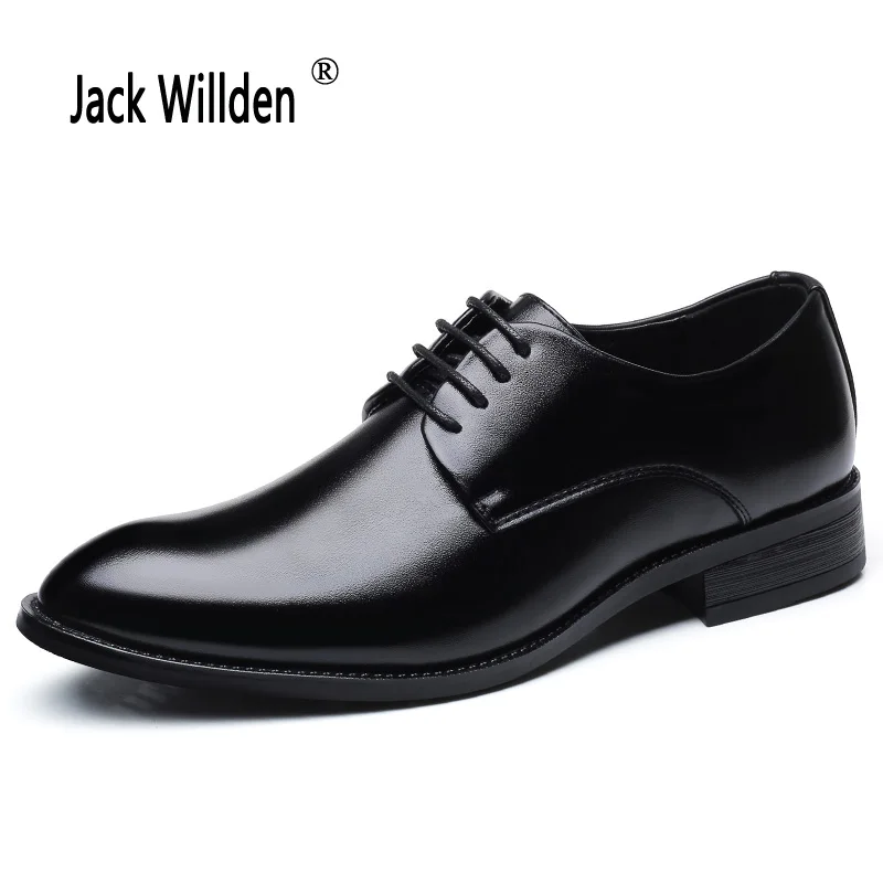 

Jack Willden Mens Business Dress Leather Shoes Fashion Pointed Toe Lace Up Men's Formal Derby Oxfords Shoes Big Size 38-48