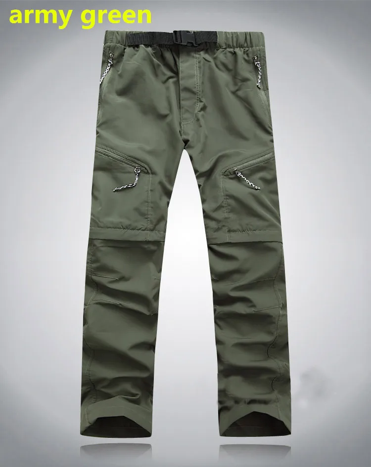 army green Мужские быстросохнущие штаны, съемные штаны для походов и кемпинга, мужские летние дышащие брюки для рыбалки, скалолазания, треккинговые шорты - Цвет: army green
